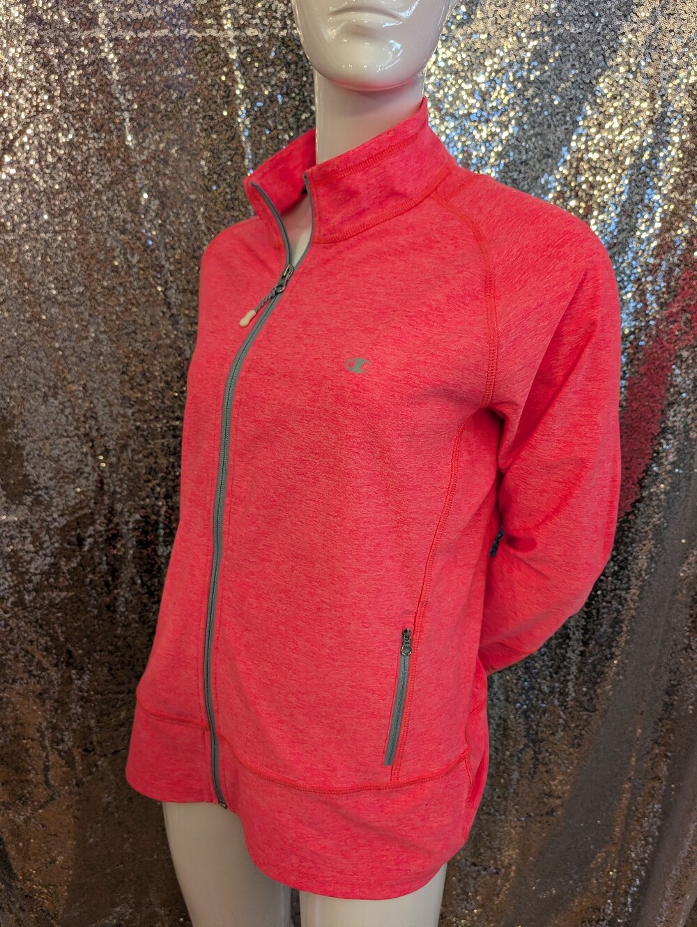 Champion Coral Heathered Full-Zip Active Jacket / Athletic Top – Size Large